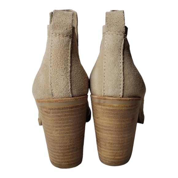 Dolce Vita Stacked Heel Pull-on Laser Cut Basket Weave Pointy Spade Bootie 7.5 - Picture 3 of 12